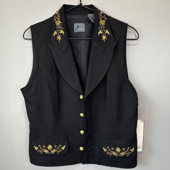 Vintage Nwt Lizwear Embellished Vest Womens Size 8 - Picture 1 of 6